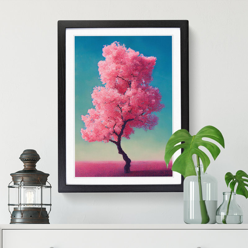 Peach Blossom Tree - Single Picture Frame Print, 34cm H x 25cm W x 2cm D, Walnut