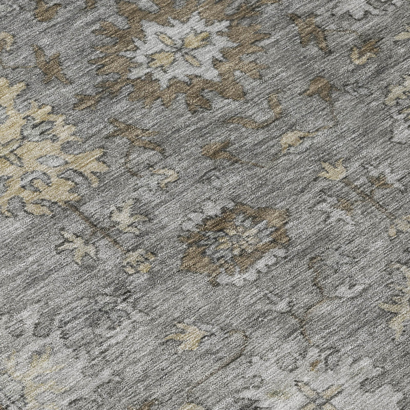 Machine Washable Indoor/Outdoor Xhevrie Pewter Rug, Runner 2'3" x 7'6"