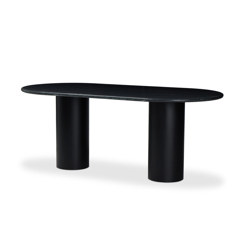 Belle Oval Marble Dining Table, Black Marble