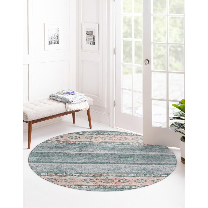 Arvene Chenille Geometric Indoor Rug, Round 7'6"