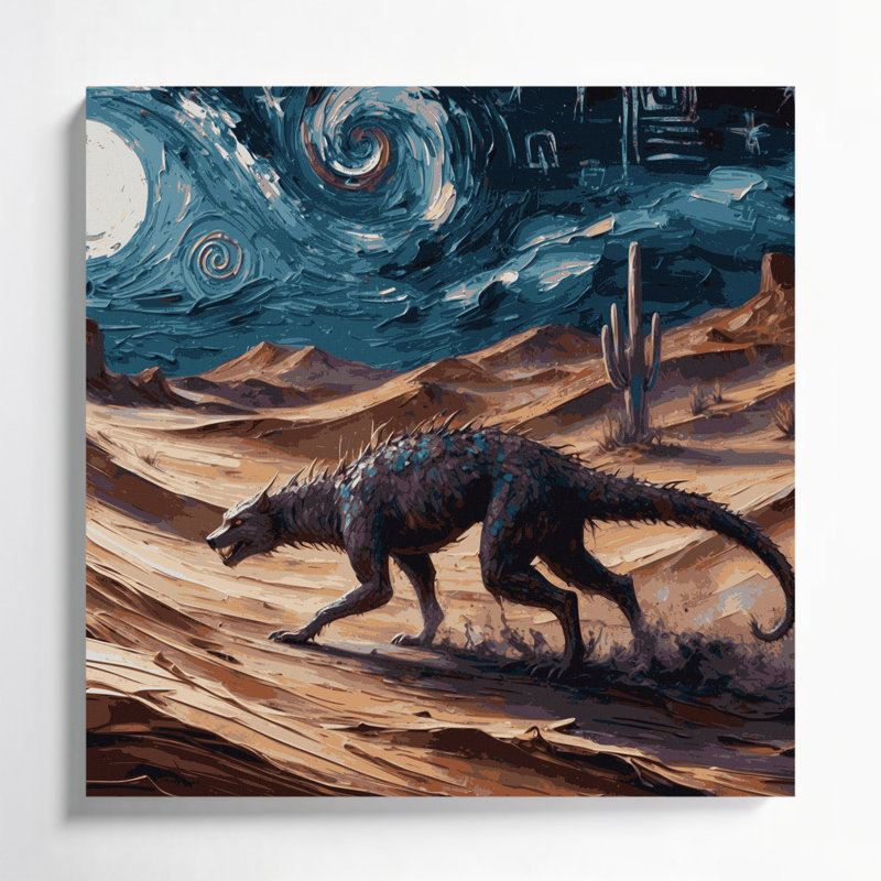 «Southwestern Animals» Chupacabra 14, art sur toile mauve, H 12 po x l 12 po