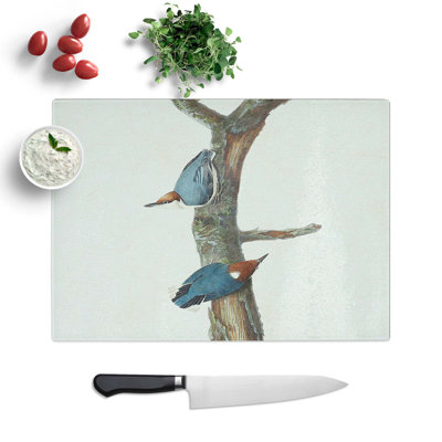 Tempered Glass Brown-Headed Nuthatch Birds Chopping Board