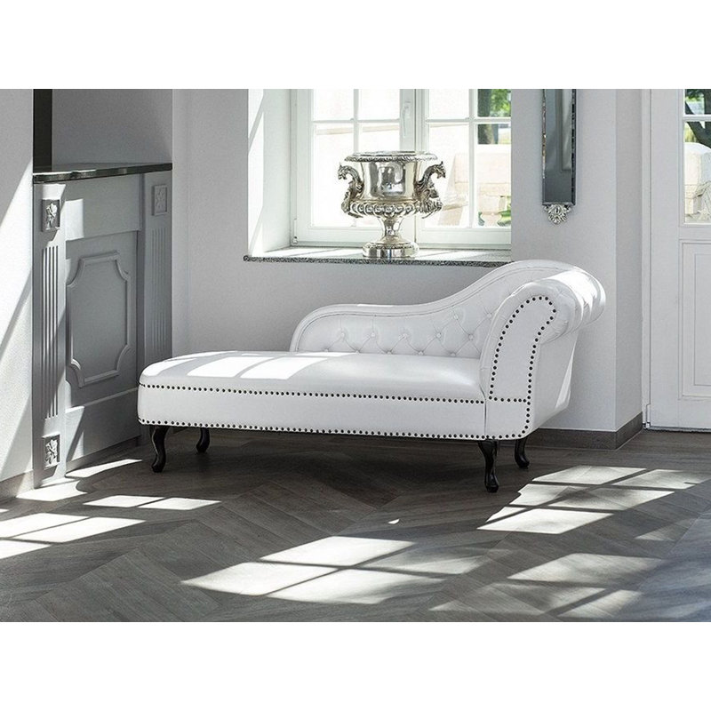 Brennon Faux Leather Chaise Lounge, White