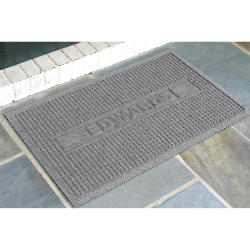 Tapis de porte intérieur personnalisé 23 po x 35 po Waterhog Squares, Gris moyen