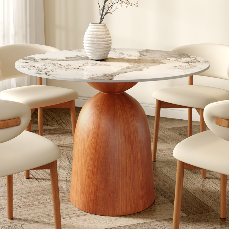 Table de salle à manger Mid-Century, H 29,52 po x L 43,30 po x l 43,30 po, Sable