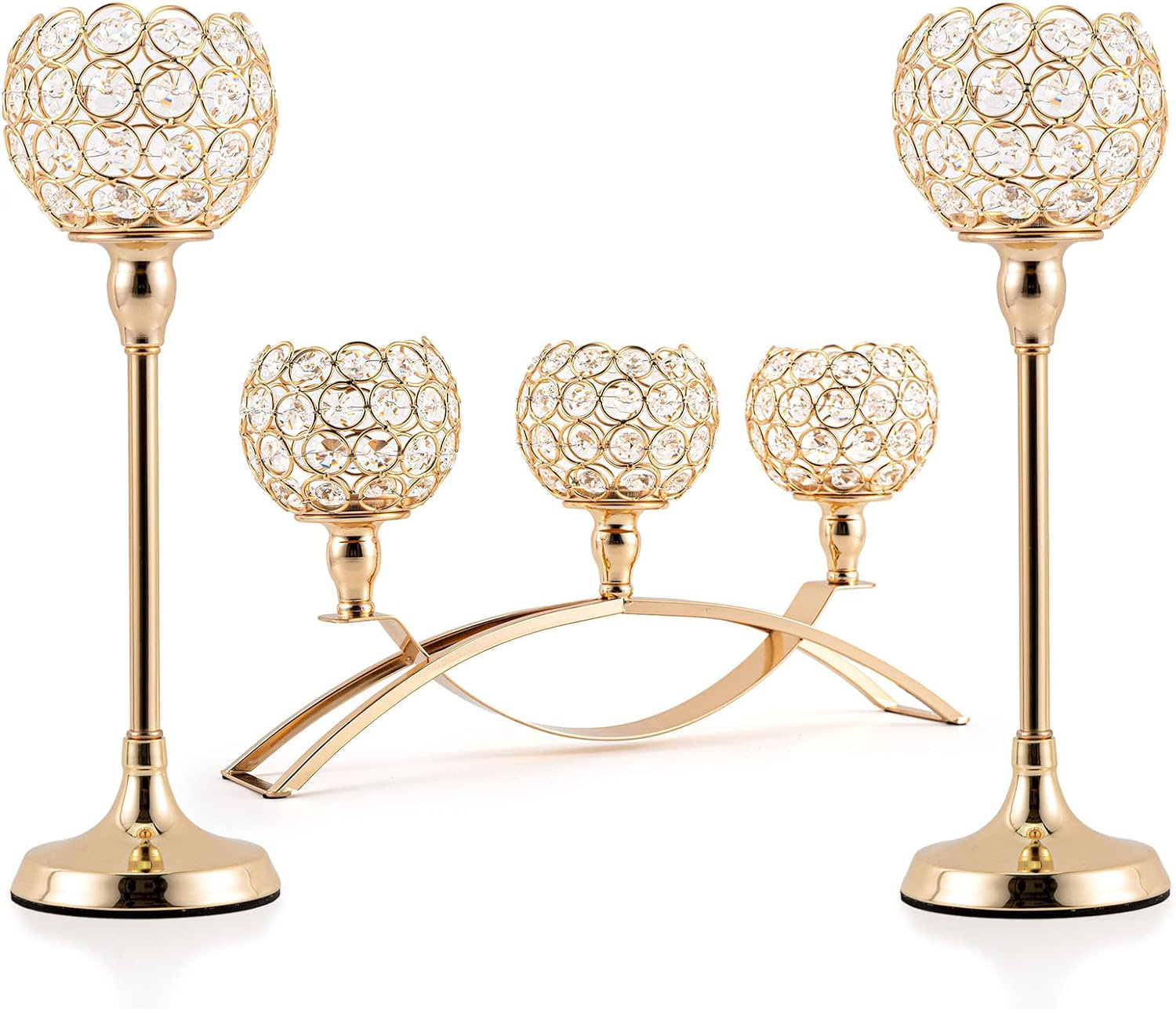 Rosdorf Park Set Of 3 Gold Candle Holders Table Centerpieces,Tealight ...