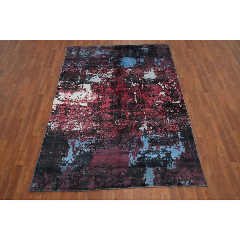 Distressed Look Abstract Area Rug 5x8