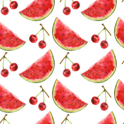 Watermelon And Cherry by Color_Brush - Wrapped Canvas Print