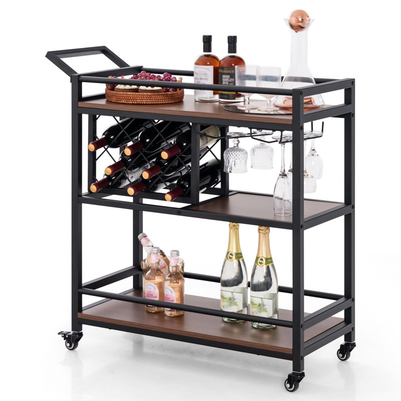 Ambar Metal Bar Cart, Brown