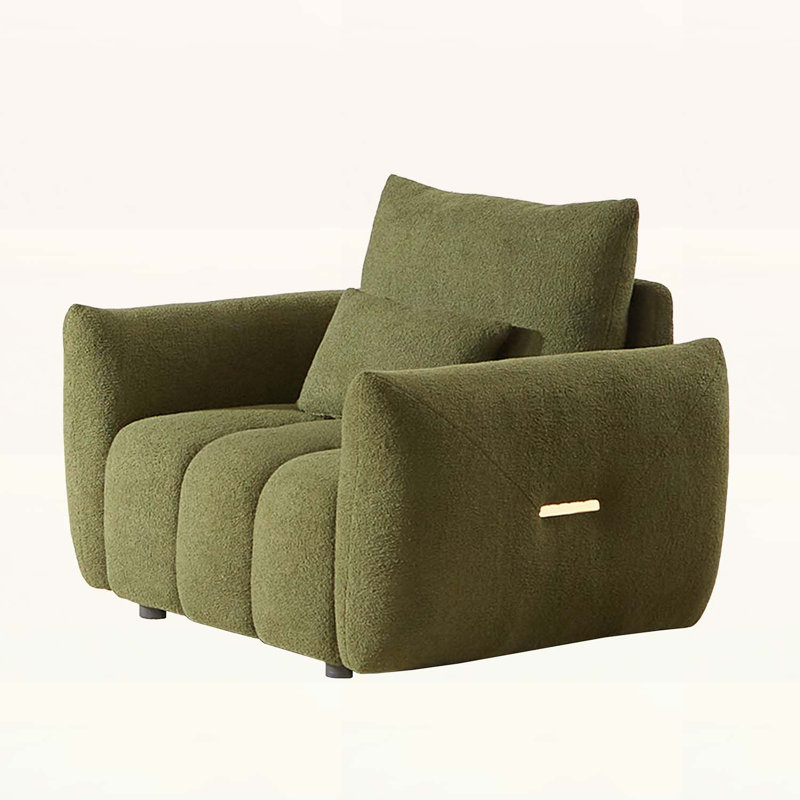 Square Arms Sofa, Green Teddy, 34.5" H x 36.8" W x 31" D