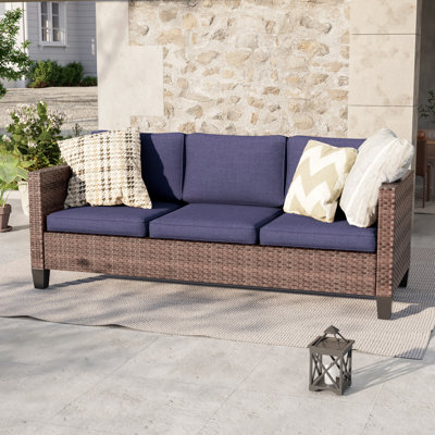 3 Seater Patio Sofa Wicker Outdoor Patio Sofa & All-Weather Rattan
