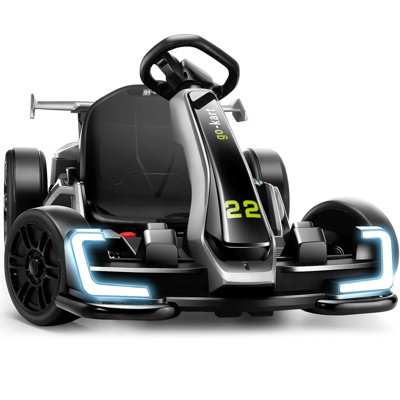Karting 24V pour enfants de 6 à 12 ans, voiture de kart électrique avec siège réglable et vitesse maximale de 8,5 MPH, lumières DEL lumineuses et moteur puissant de 300 W