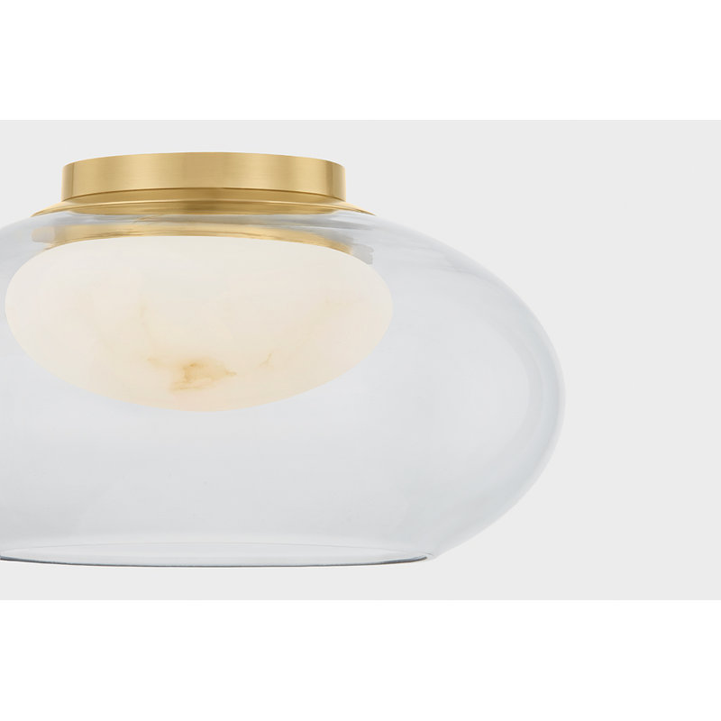 Moore Flush Mount in Aged Brass, 10 W, 6.5" H x 12" W x 12" D