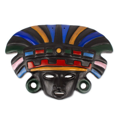 Novica Aztec Warrior Ceramic Mask