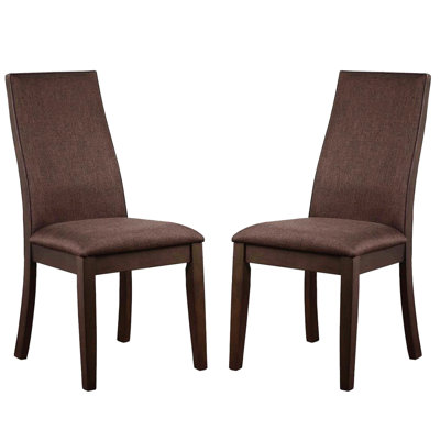 2 Upholstered Fabric Dining Chairs In Rich Chocolate - Home Decor Modern And Elegant