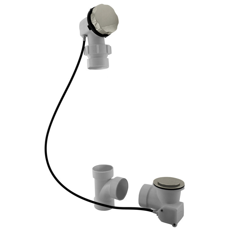 45" Cable Drive Pop-Up Bathtub Drain Trim with PVC Fittings and Ball Joint Elbow Rotary Overflow