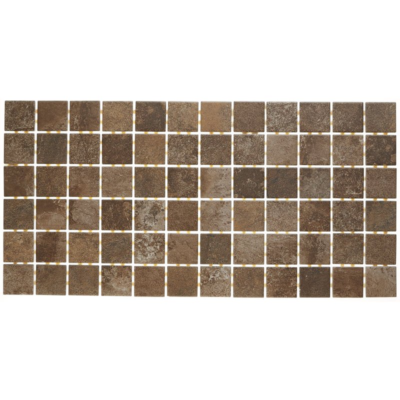 Carreau de mosaïque en porcelaine 2 po x 2 po Slate Attaché, Brun multicolore