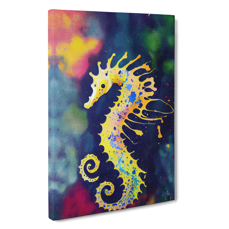 Seahorse Paint Splash No.2 - Wrapped Canvas, 76cm H x 50cm W x 3cm D
