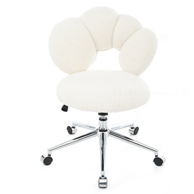 360°Swivel Height Adjustable,Swivel Chair,Teddy Fabric,Home Office Chair