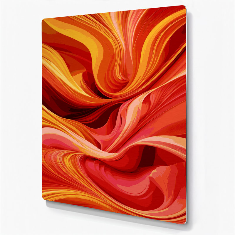 Digital Abstraction 1 Red Metal Wall Art, 14" H x 11" W