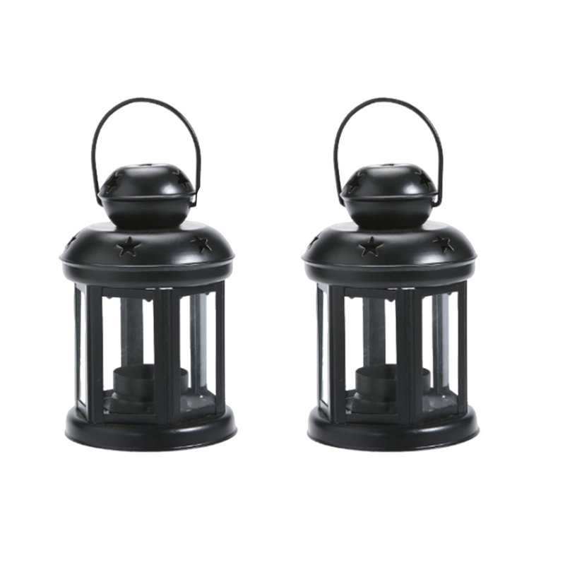 2 pièces en métal avec étoile creuse et bougie d'aromathérapie rétro, Black