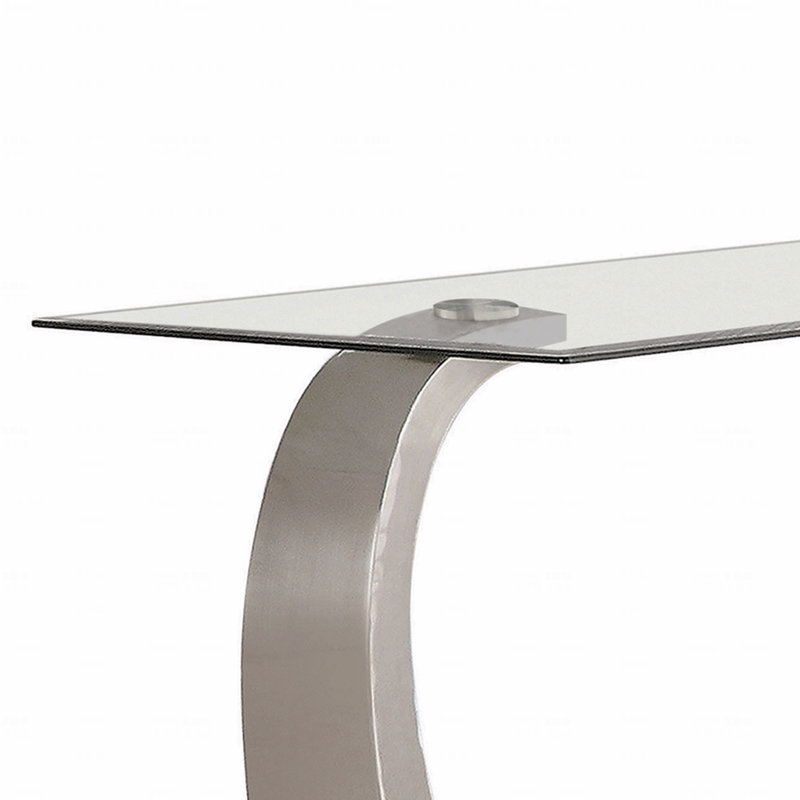 Console satinée avec plateau en verre argenté