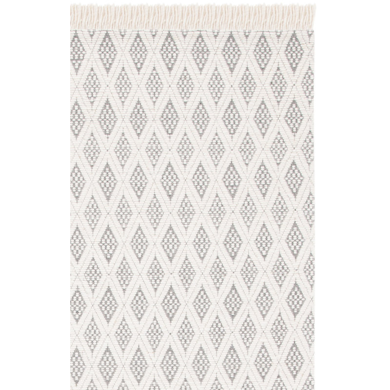 Addai Geometric Handwoven Wool Ivory/Gray Area Rug, Square 6'