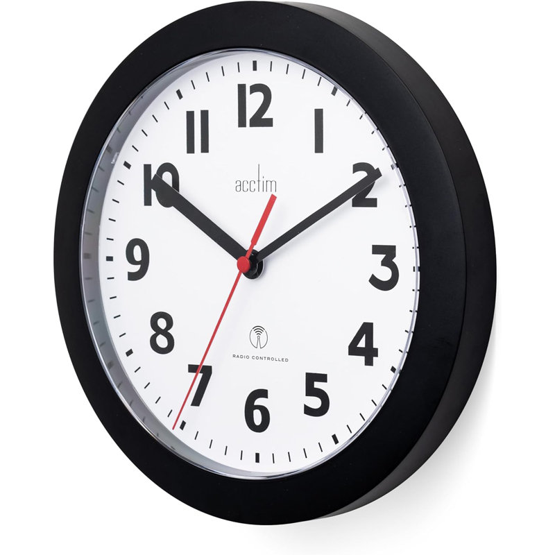 Acctim Parona Wall Clock Radio Controlled, 23 x 23 x 4cm, Black