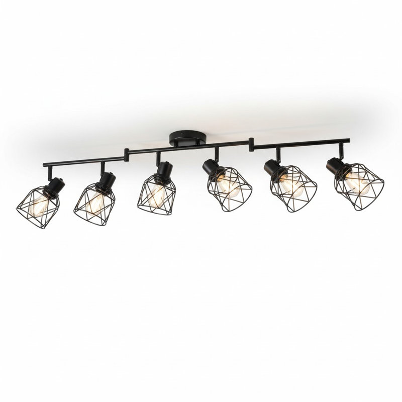 6-Light Track Lighting Kit, Ceiling Spotlight, E26 Rotatable Heads