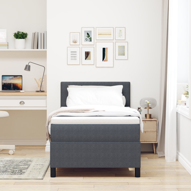 Upholstered Bed with Mattress, Dark Grey