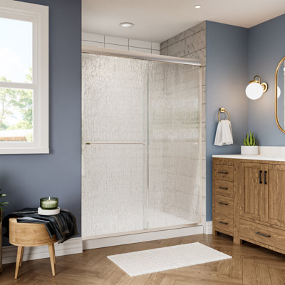 50'' - 54'' W X 70'' H Framed Double Sliding Shower Door With SGCC Certified Textured Glass