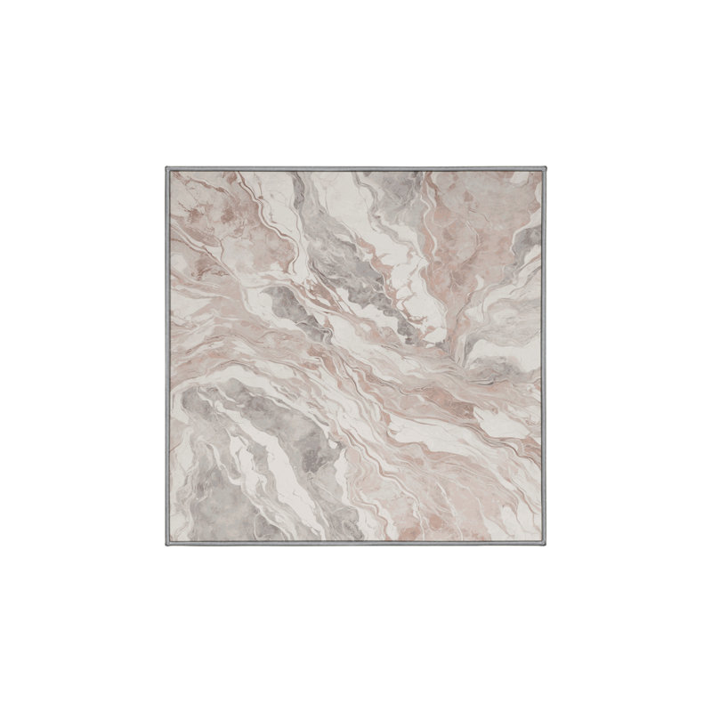 Machine Washable Gray Area Rug, Square 3'