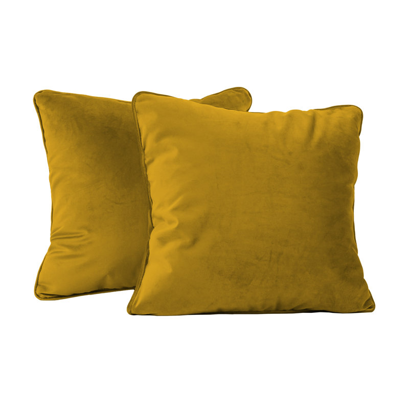 Rectangle Lumbar Microfiber Pillow with Piping, 2-pack, Square 18", Dijon