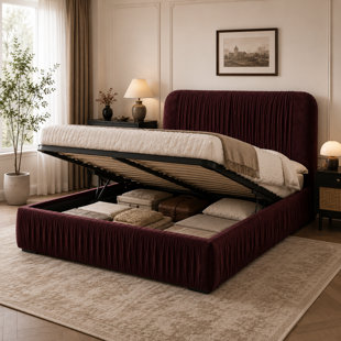 Elegant Channel-Tufted Vlelvet Upholstered Bed with Storage,  White,  Full