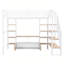 Lit mezzanine en métal avec escalier, table de rangement basse et tablettes de rangement-10231636
