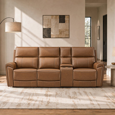 99.21'' 3-Seat Dual-Motor Power Reclining Sofa With Console, Wall Hugger Design And Power Headrest