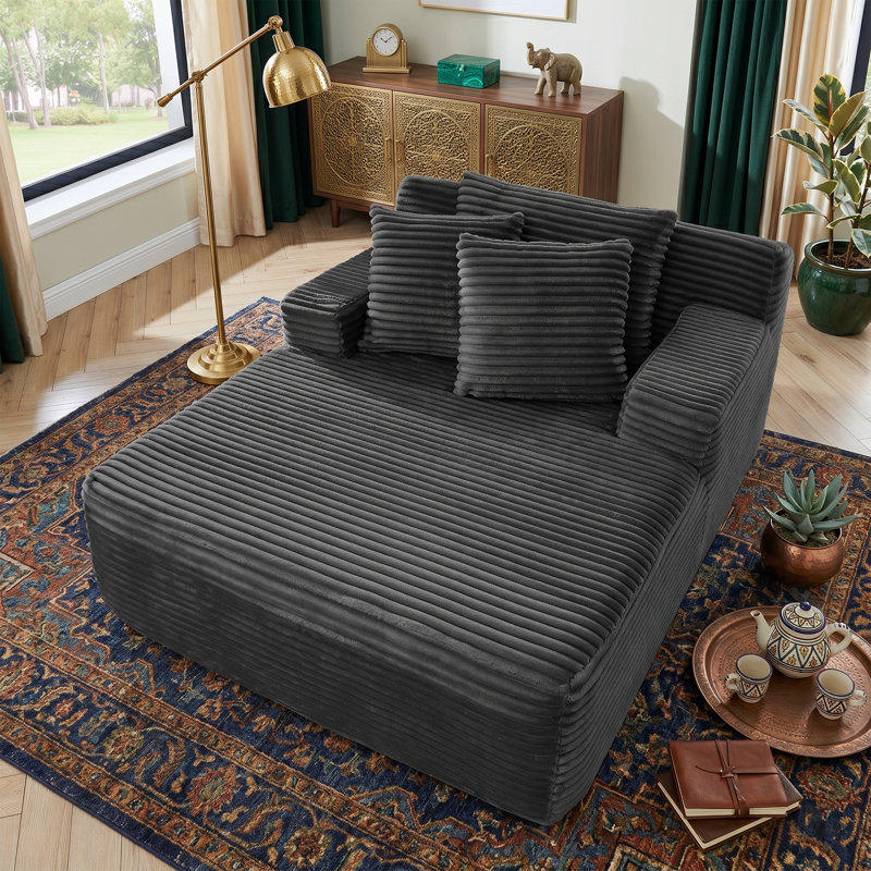 Méridienne moderne en velours capitonné sans accoudoirs, Gray