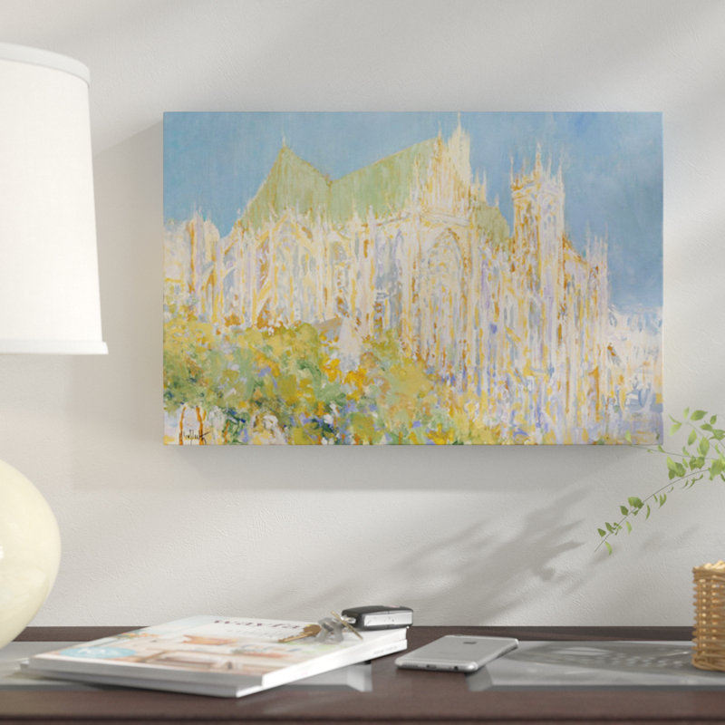 « cathedral iii », reproduction sur toile, H 24 po x l 32 po x P 1 po, Papier d'art encadré noir, Blanc