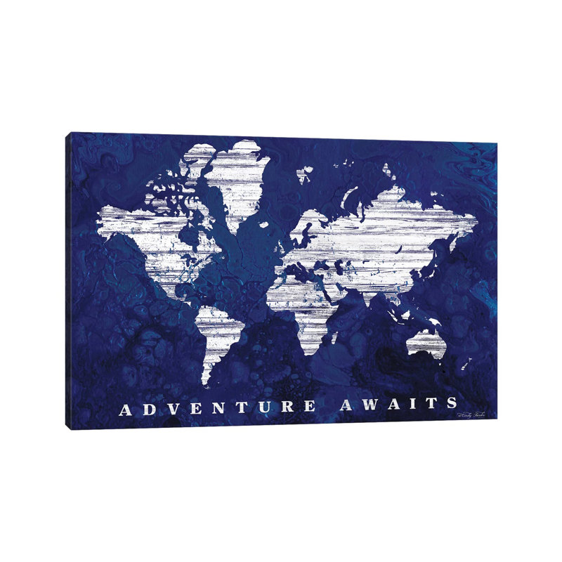 Adventure Awaits Map by Cindy Jacobs - Print on Canvas, 45.72cm H x 66.04cm W x 3.81cm D, Wrapped Canvas