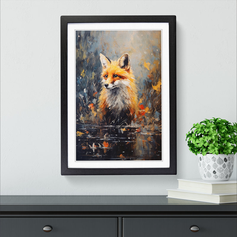 Fox Impressionism - Framed Print, 46cm H x 34cm W, Black Framed
