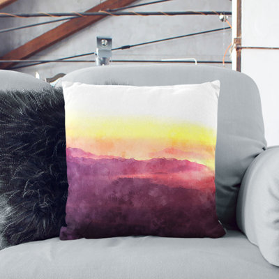 Sun over a Mountain Range Painting Cushion with Filling