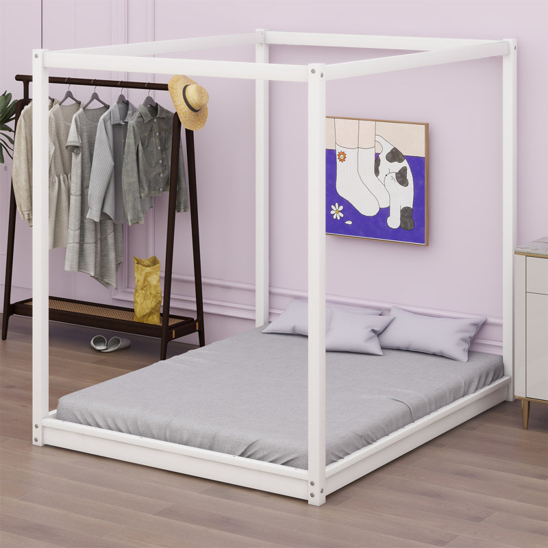 Abdulaziz Canopy Bed, White, Queen