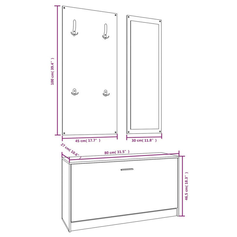 Ruban 8 Pair Shoe Storage Cabinet, Black