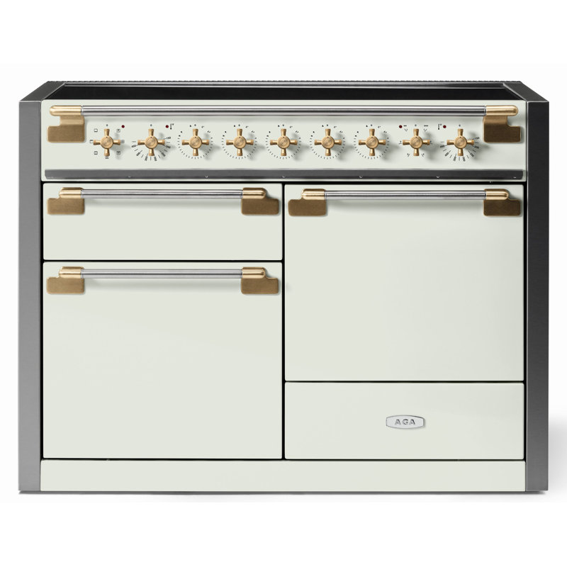 Elise 48" Range, Induction, White;Antique Brass