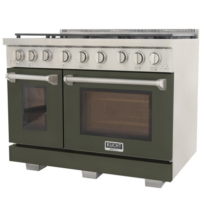 48 in. 6.7 cu. ft. Natural Gas Range Two Ovens in Olive Green with True Simmer Burners