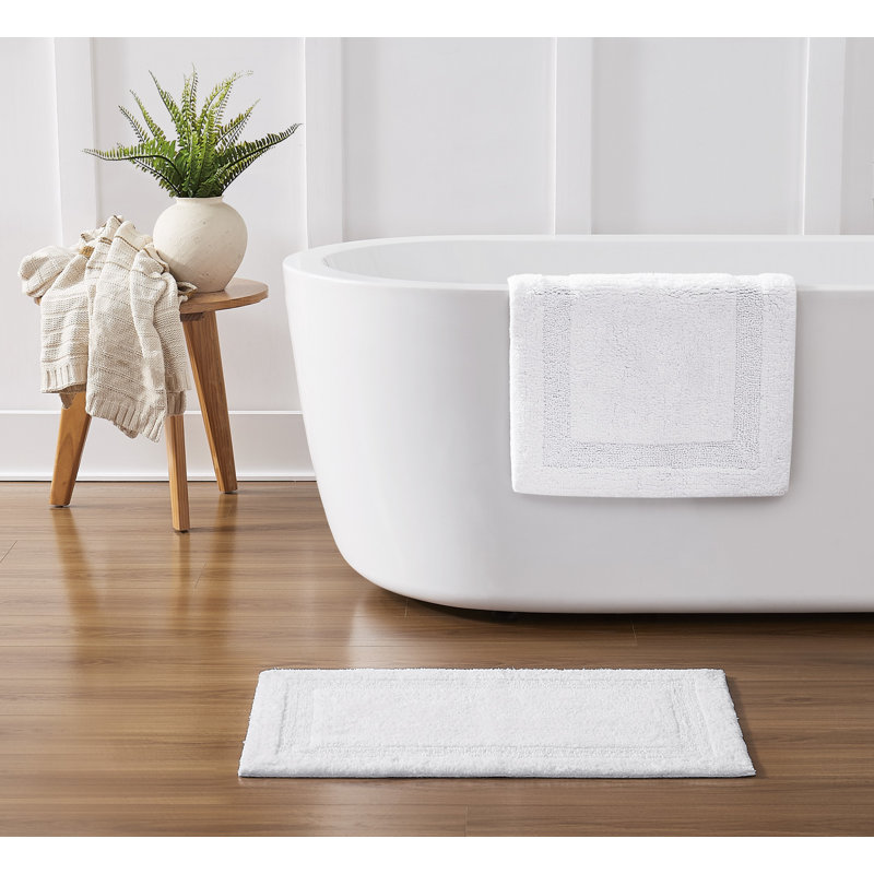 Papastamelos Set of 2 (20x32) Bath Rug in Grey, Set of 2 - 24" L x 17" W, White