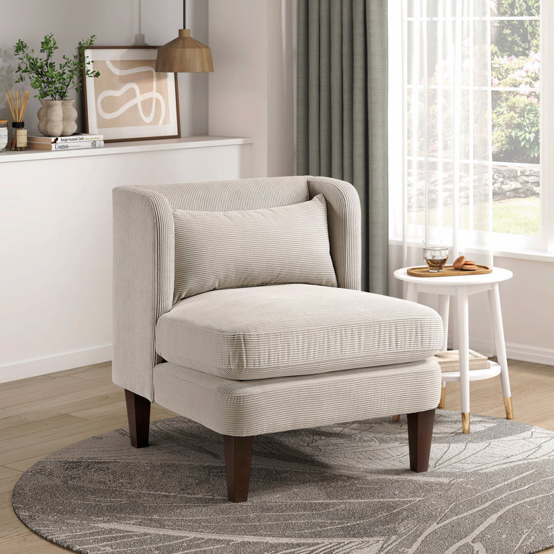 Chaise d'appoint - Coussin en velours côtelé rembourré de style moderne, Taupe