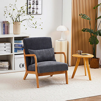 Chaise d'appoint de style moderne Mid-Century, chaises avec accoudoirs et structure en bois massif