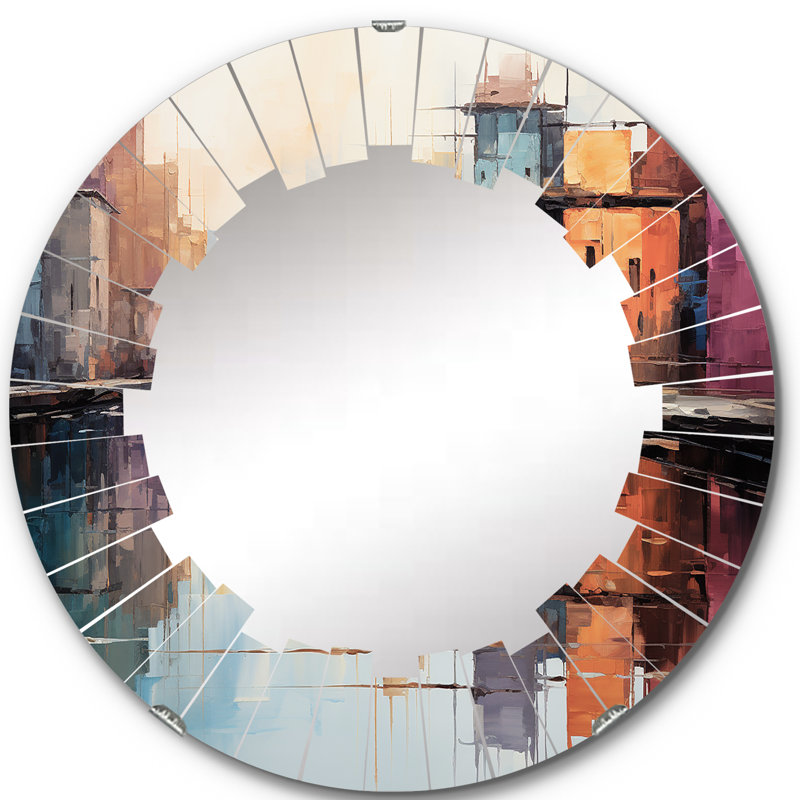 Zarazoga - Miroir mural abstrait rond, 24 po x 24 po
