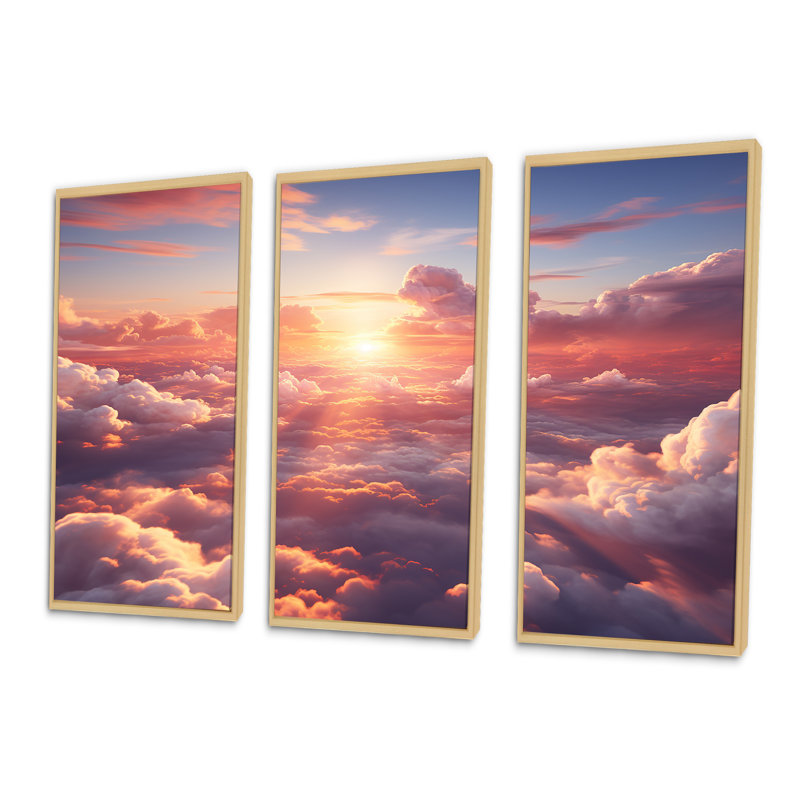 Magnifique lever de soleil dans le ciel - art mural ciel, Cadre flottant brun, H 40 po x l 61 po x P 1 po